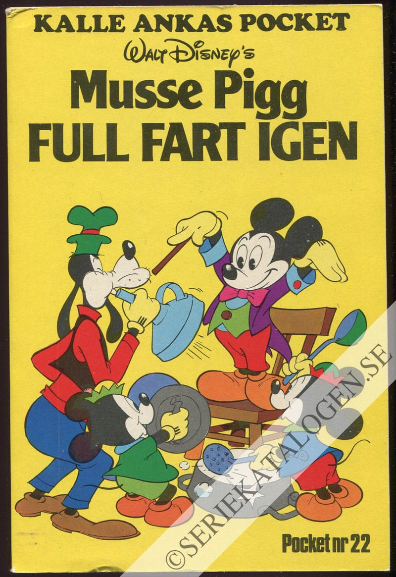 Framsida på Kalle Ankas pocket Musse Pigg - full fart igen (1976)
