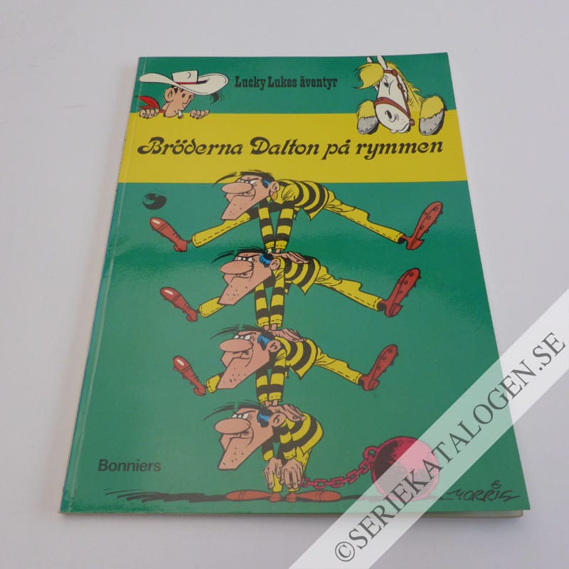 Framsida på Lucky Lukes äventyr Bröderna Dalton på rymmen (1974)