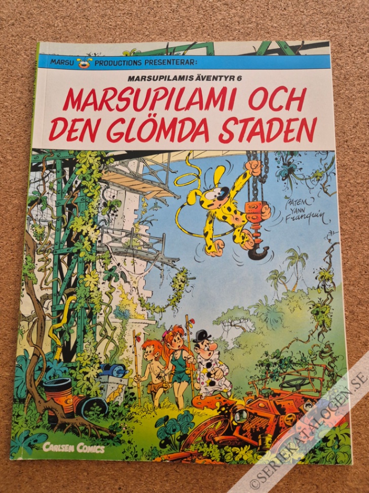 Framsida på Marsupilamis äventyr Den glömda staden (1992)