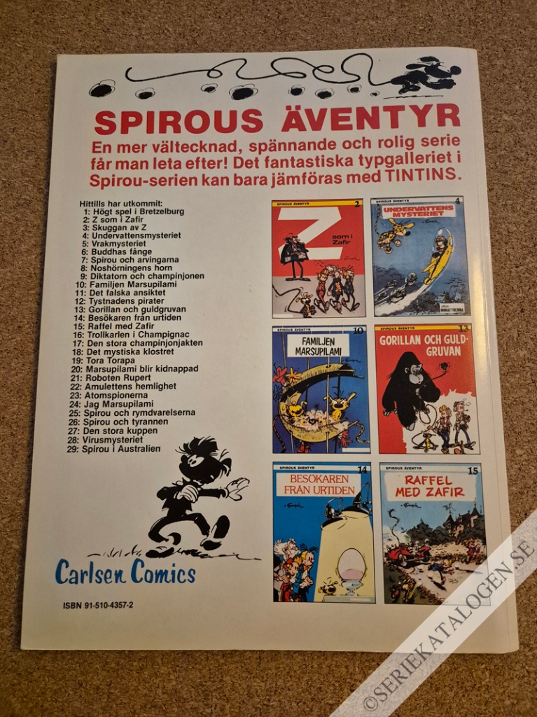 Baksida på Spirou i Australien (1985)