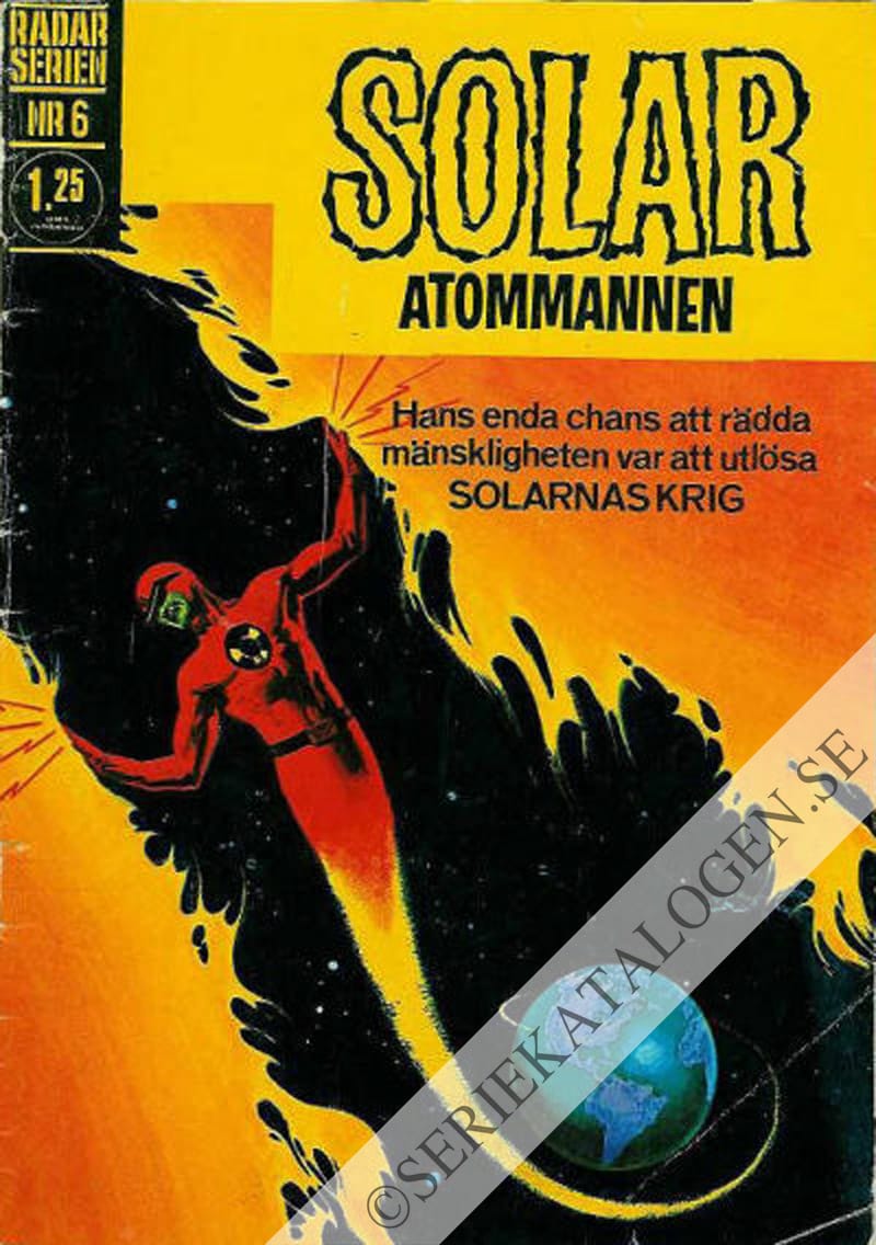 Framsida på Radarserien Doktor Solar Atommannen - Hans enda chans att rädda mänskligheten var at utlösa solarnas krig (1968)