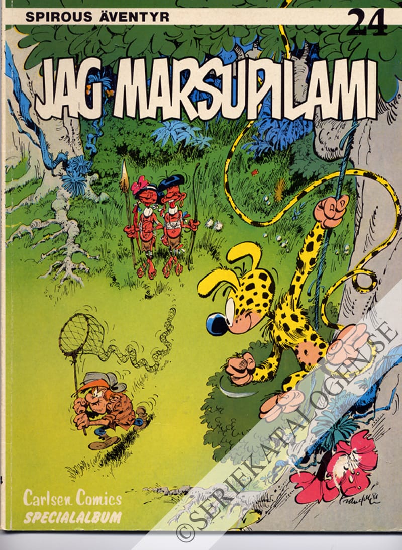 Framsida på Spirous äventyr Jag Marsupilami (1982)
