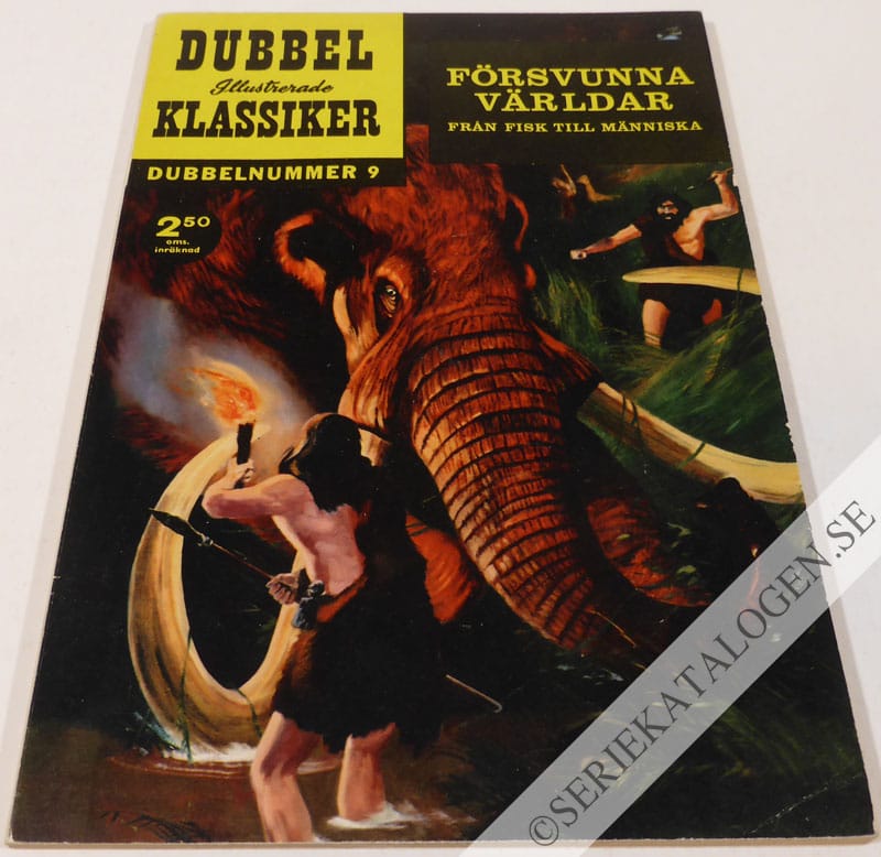 Framsida på Illustrerade Klassiker dubbelnummer Försvunna världar - från fisk till människa (1963)