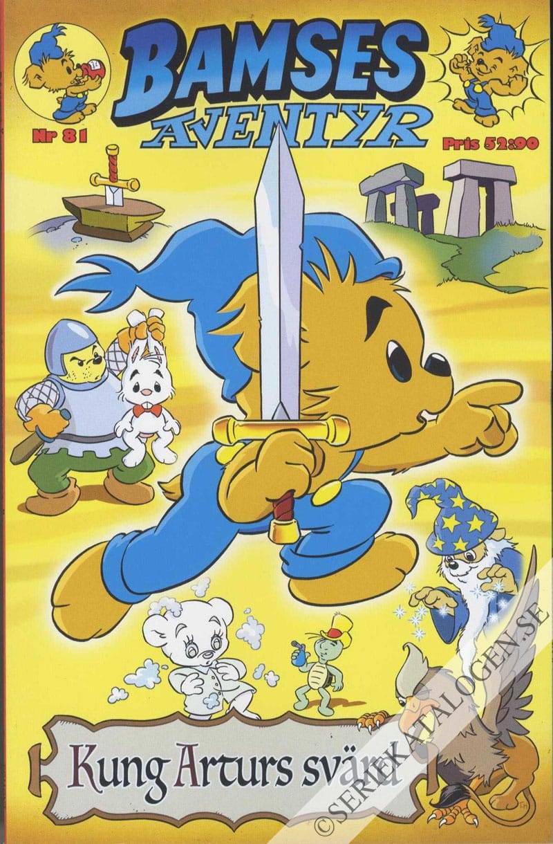 Framsida på Bamses äventyr Kung Arturs svärd (2019)
