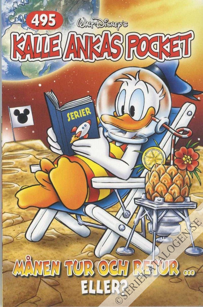 Framsida på Kalle Ankas pocket #495 - Månen tur och retur ... eller? (2019)