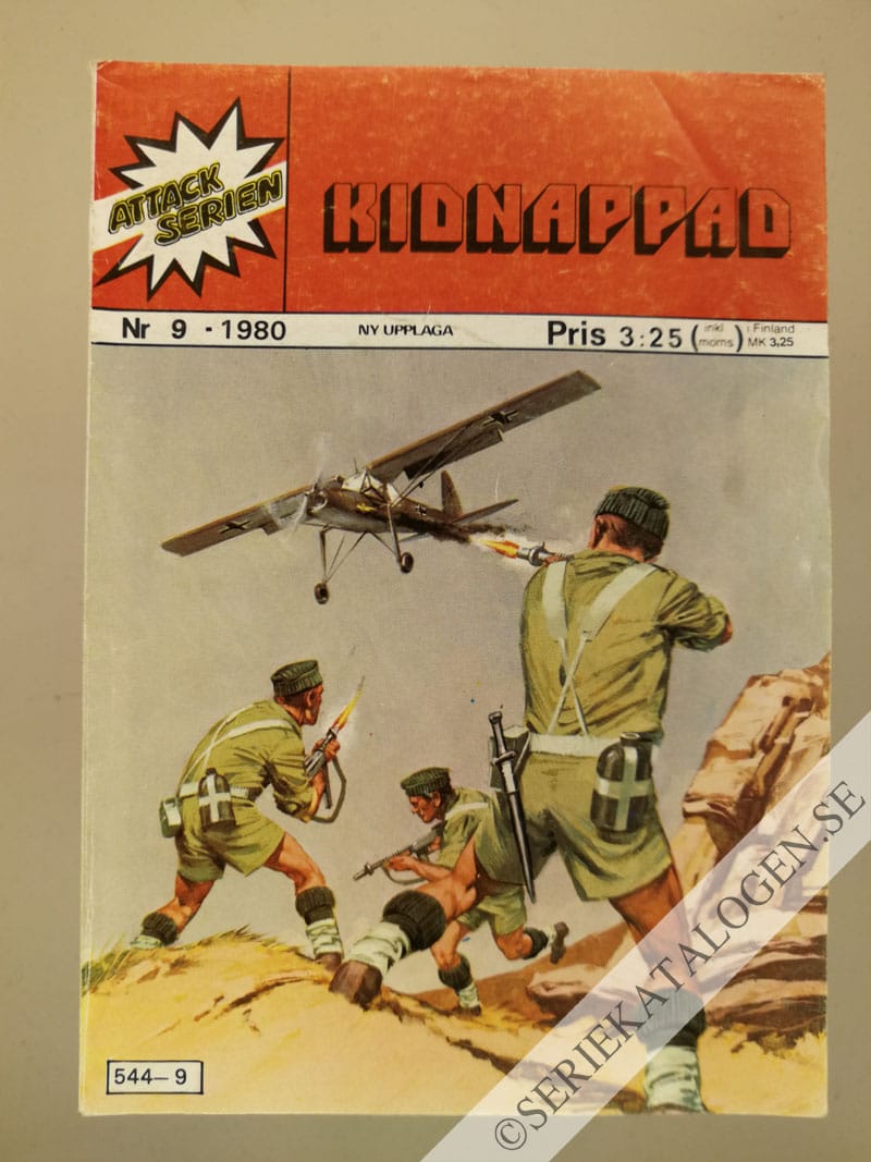 Framsida på Attackserien Kidnappad (1980)