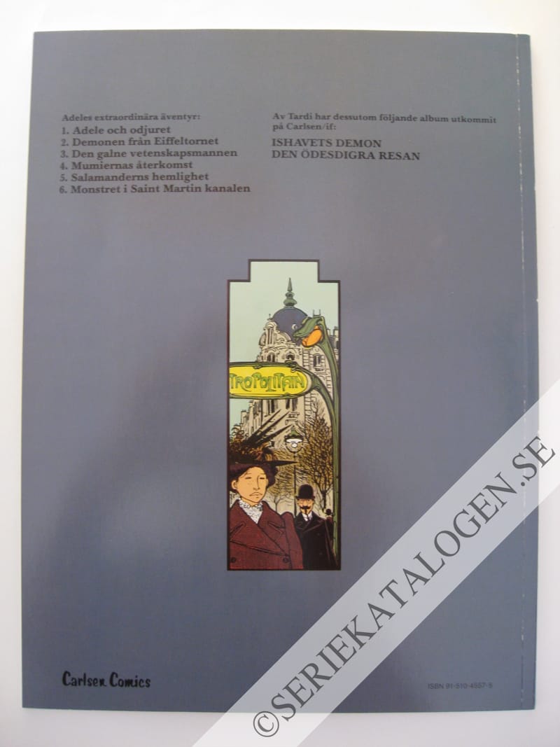 Baksida på Monstret i Saint-Martin kanalen (1986)