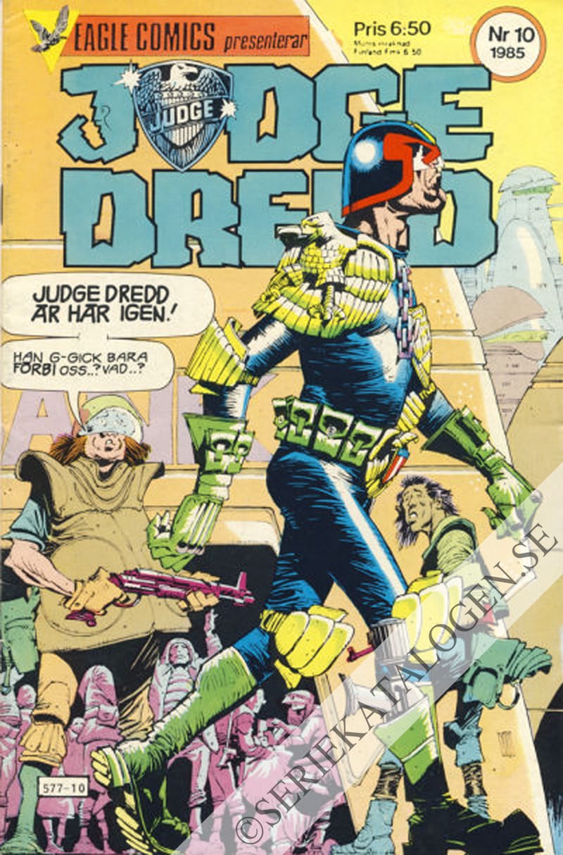 Framsida på Eagle Comics presenterar Judge Dredd #10 (1985)
