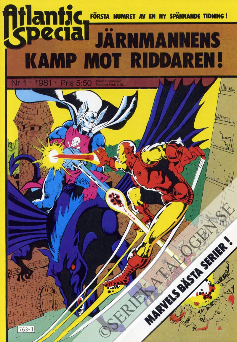 Framsida på Atlantic special Järnmannens kamp mot Riddaren! (1981)