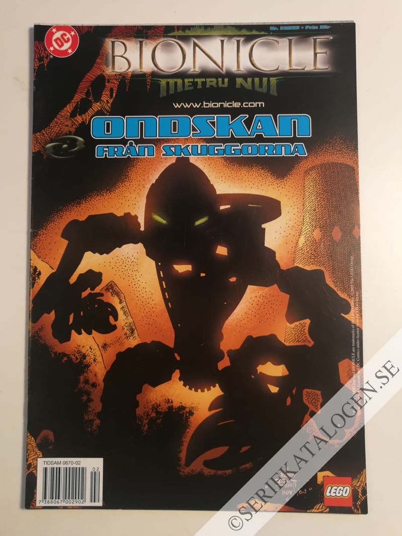 Framsida på Lego Bionicle Ondskan från skuggorna (2005)