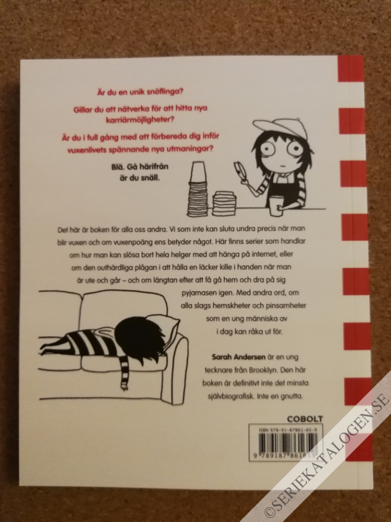 Baksida på En "Sarah's Scribbles"-samling (2017)