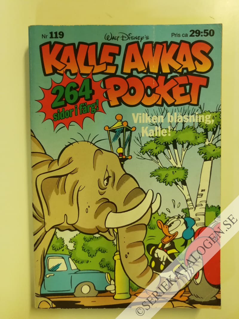 Framsida på Kalle Ankas pocket #119 - Vilken blåsning, Kalle! (1990)
