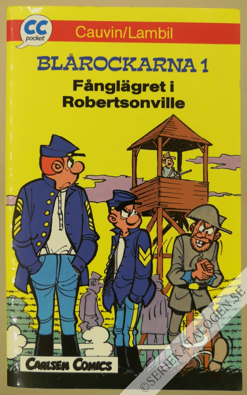 Framsida på CC pocket Blårockarna 1: Fånglägret i Robertsonville (1990)