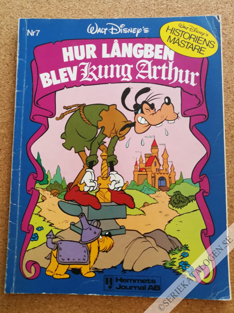 Framsida på Långben - historiens mästare Hur Långben blev Kung Arthur (1979)