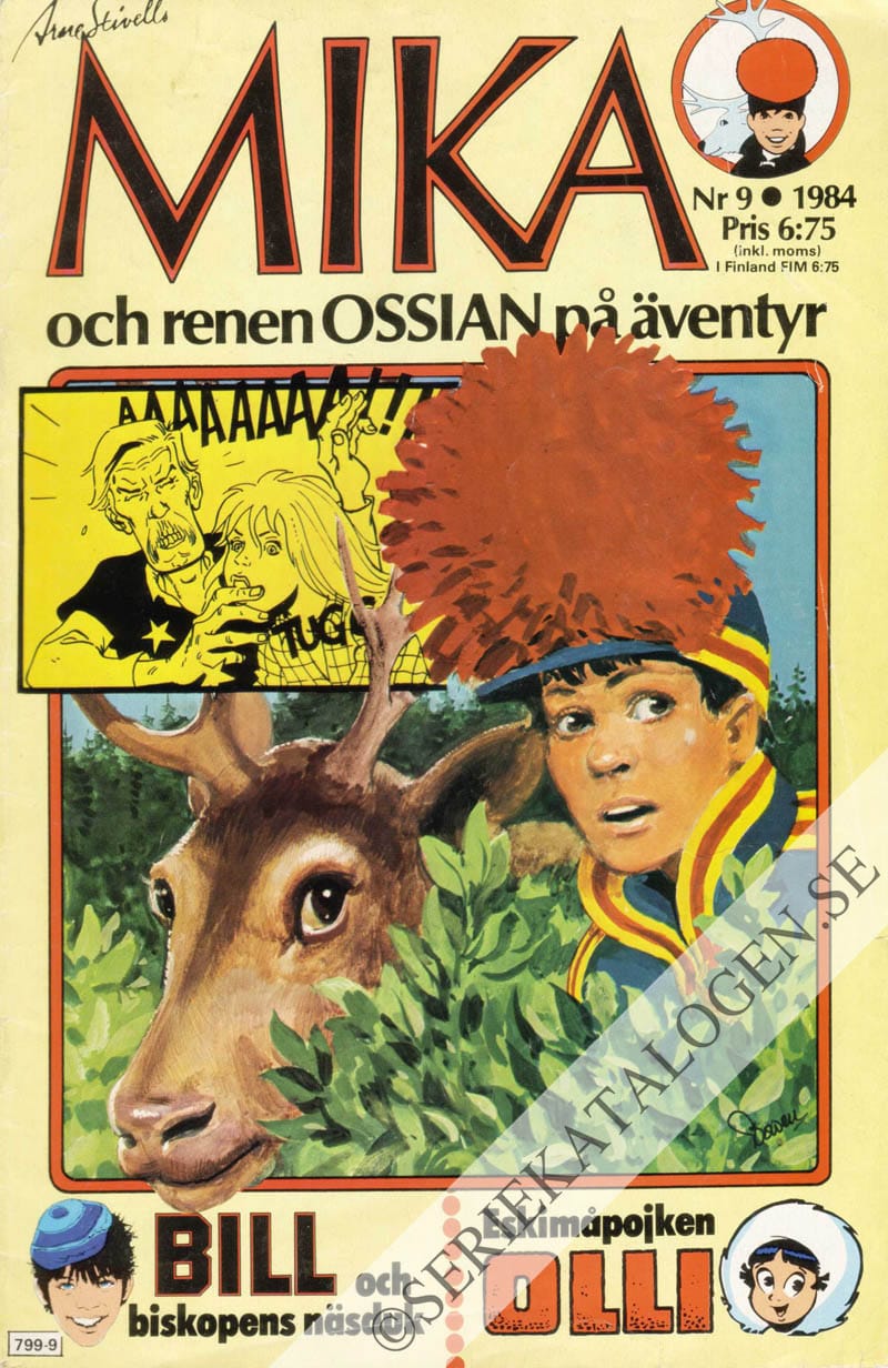 Framsida på Mika och renen Ossian på äventyr #9 (1984)