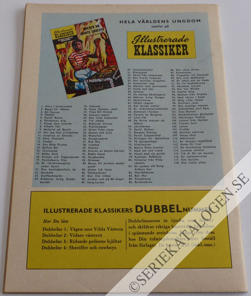 Baksida på Den svarta pilen (1960)