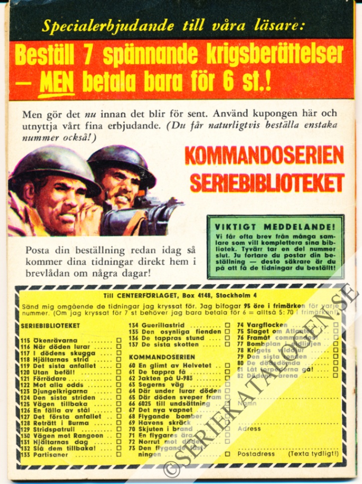 Baksida på Hjältar går först (1966)