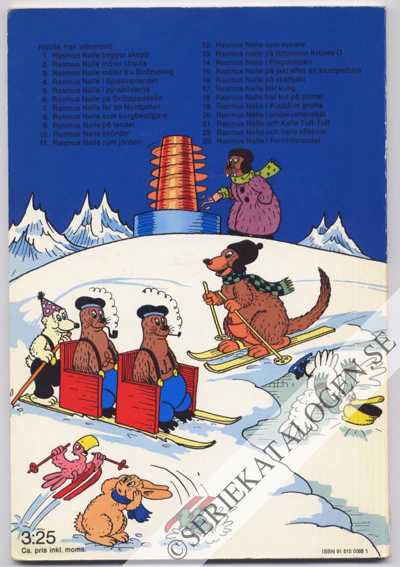 Baksida på Rasmus Nalle far till nordpolen (1972)