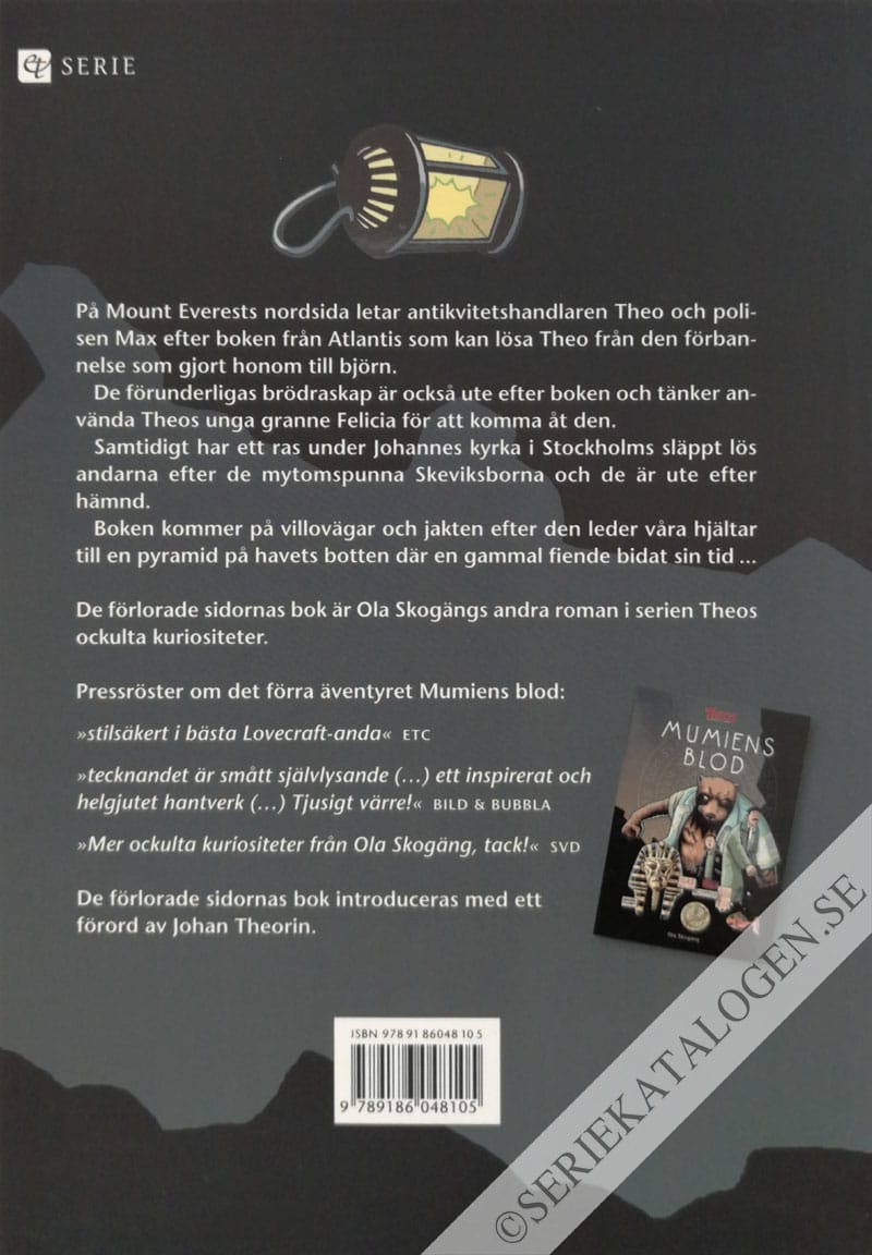 Baksida på De förlorade sidornas bok (2010)