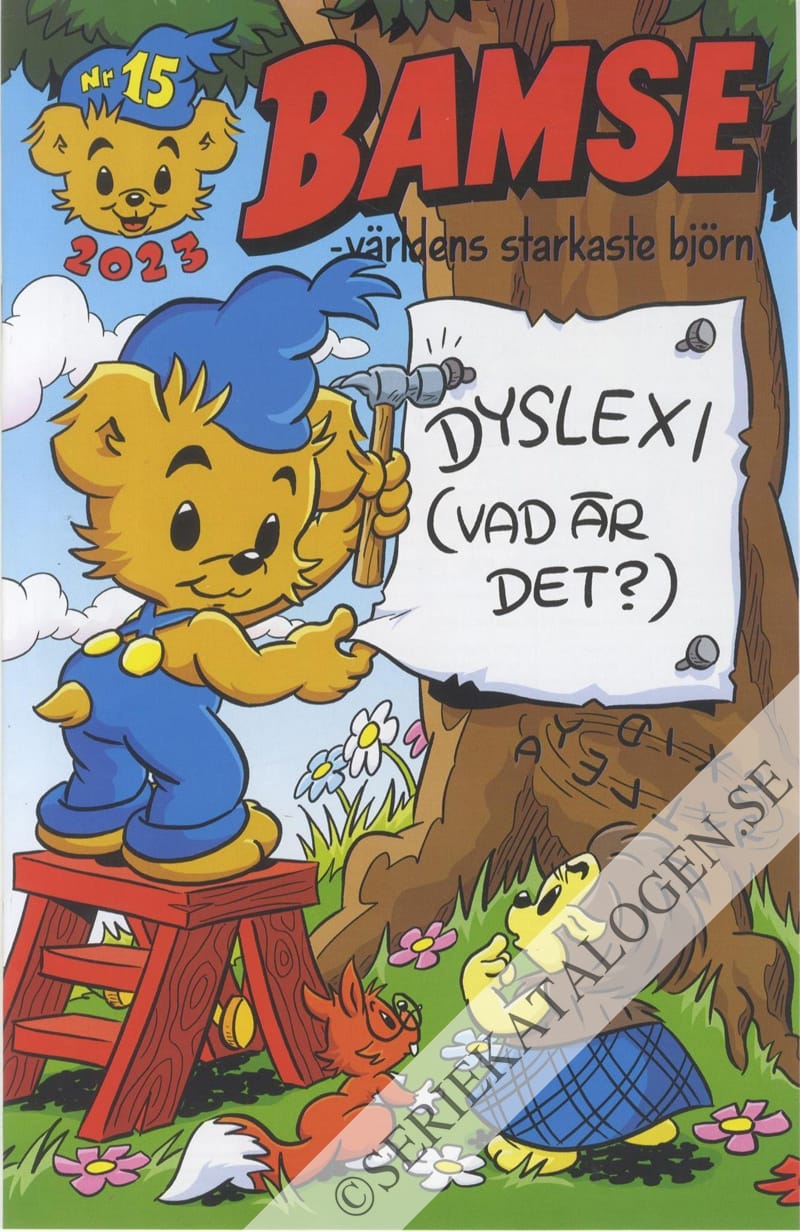 Framsida på Bamse #15 - Dyslexi (vad är det?) (2023)