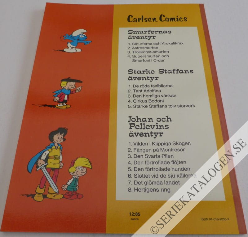 Baksida på Supersmurfen och smurfoni i C-dur (1977)