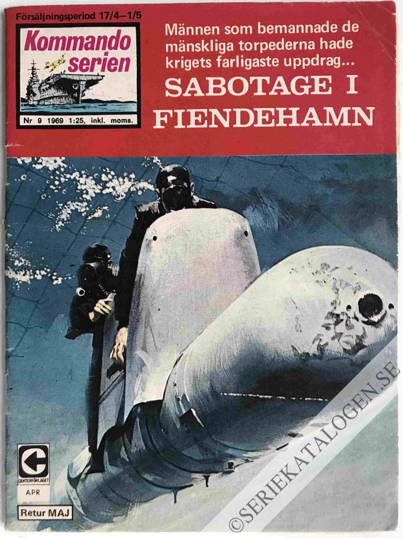 Framsida på Kommandoserien #9 - Sabotage i fiendehamn (1969)