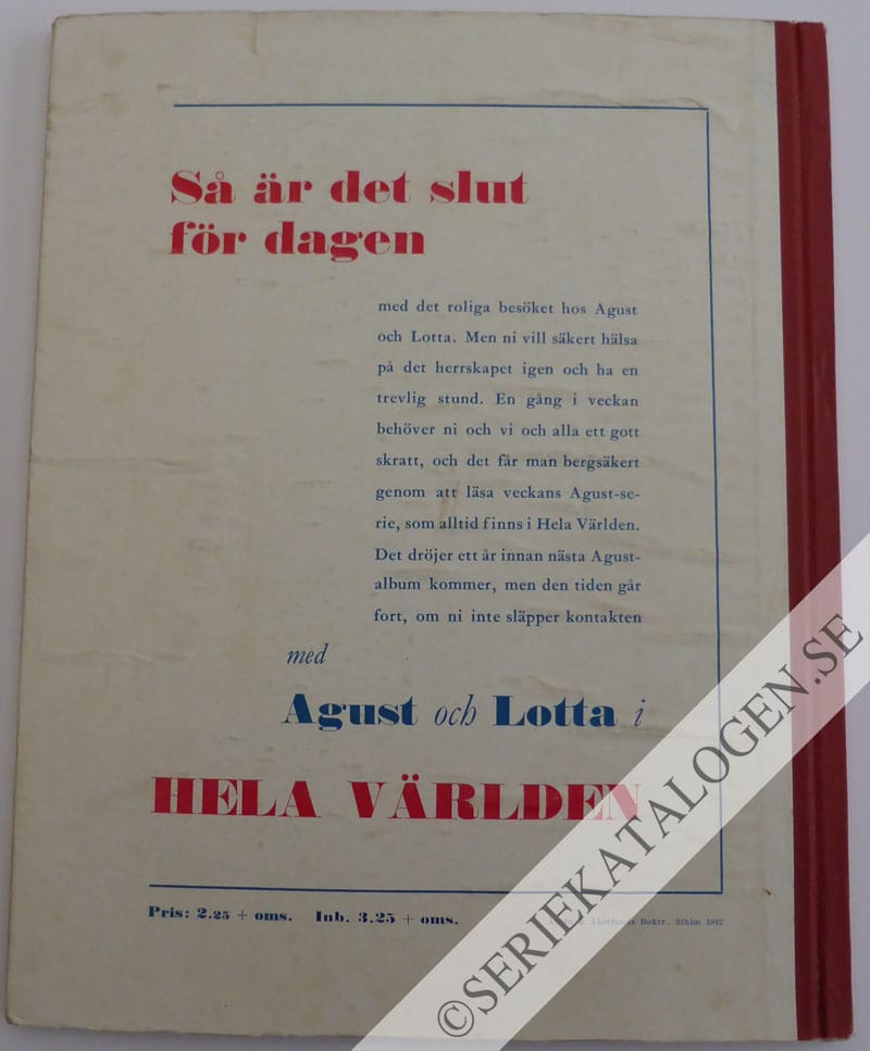 Baksida på Bilder från ett familjeliv som hela Sverige har roligt åt (1942)