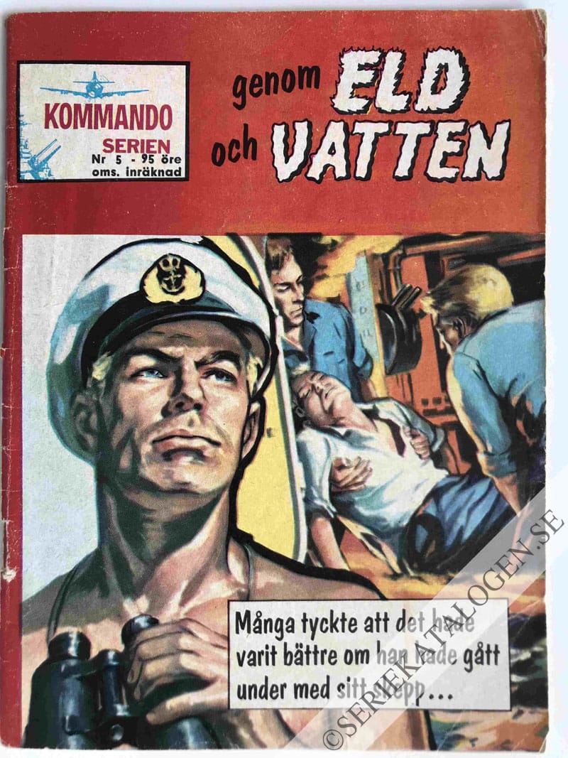Framsida på Kommandoserien Genom eld och vatten (1963)
