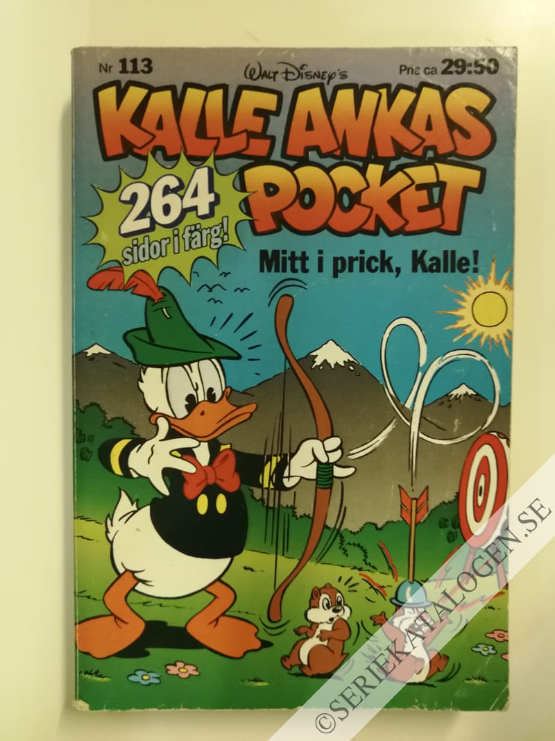 Framsida på Kalle Ankas pocket #113 - Mitt i prick, Kalle! (1989)