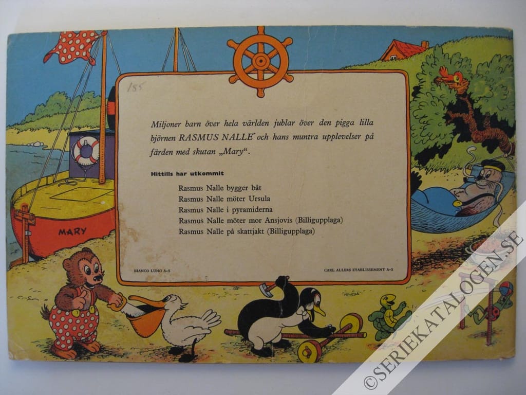 Baksida på Rasmus Nalle på skattjakt (1954)