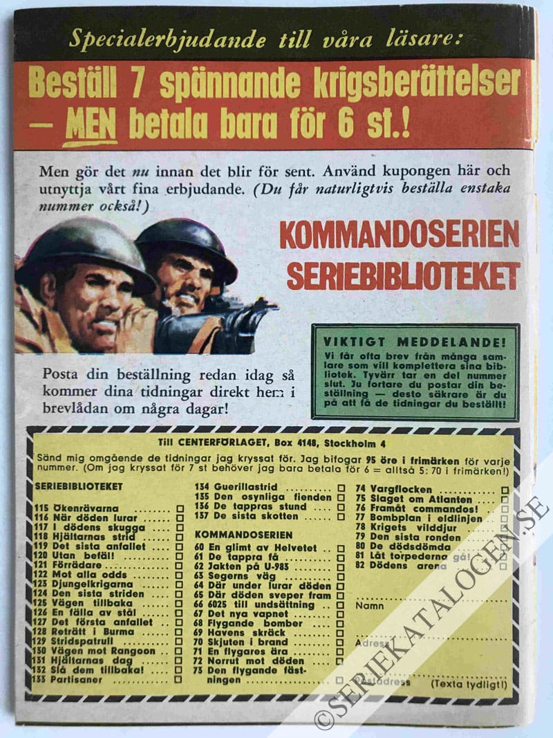 Baksida på Dödsdömd (1966)