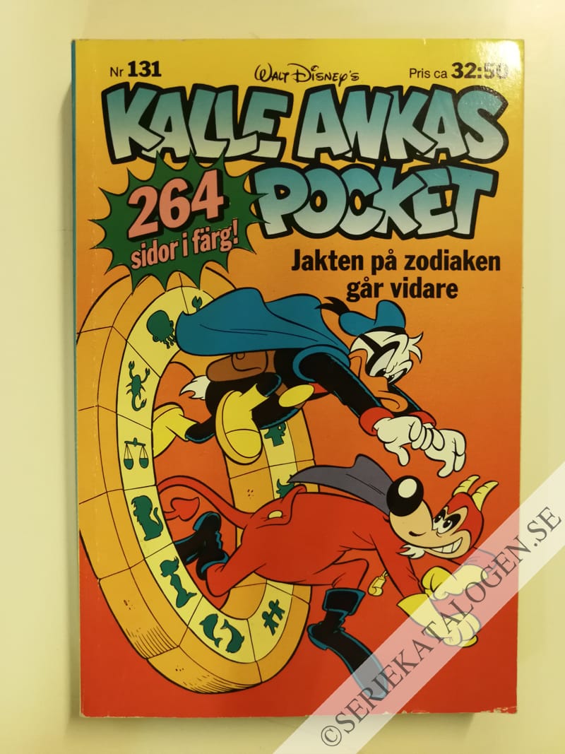 Framsida på Kalle Ankas pocket #131 - Jakten på zodiaken går vidare (1991)