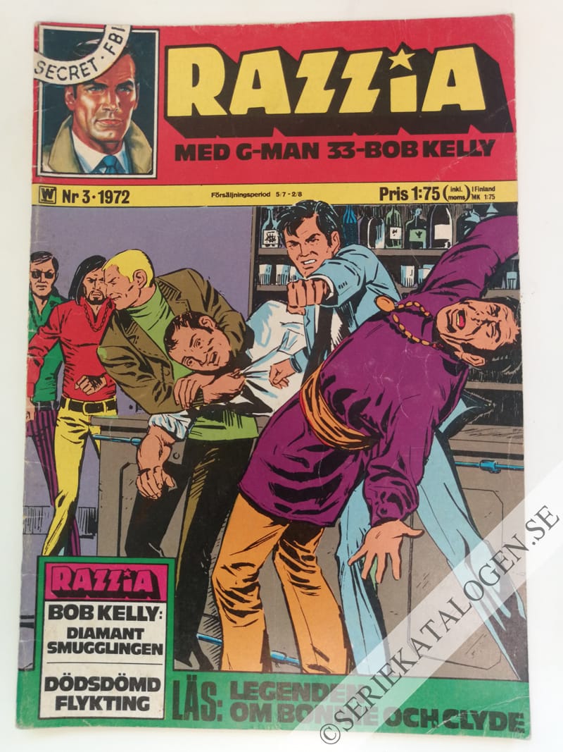 Framsida på Razzia med G-man och 33 Bob Kelly #3 (1972)