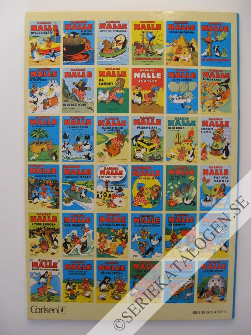 Baksida på Rasmus Nalle får upp farten (1986)