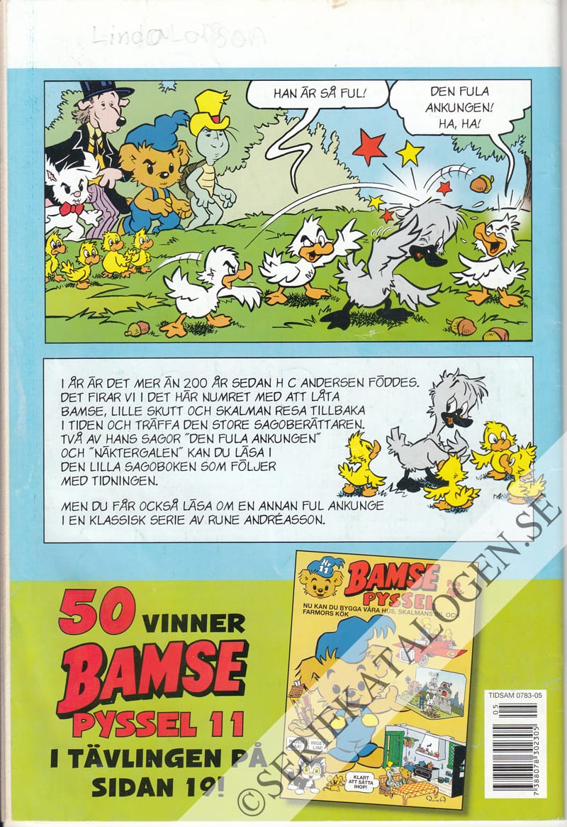Baksida på Bamse och H. C. Andersen (2005)