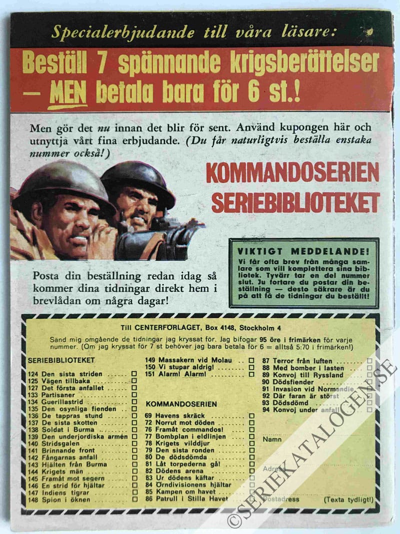 Baksida på Faran från djupet (1966)