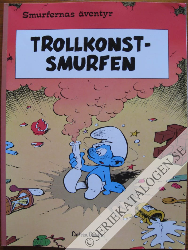 Framsida på Smurfernas äventyr Trollkonstsmurfen (1977)