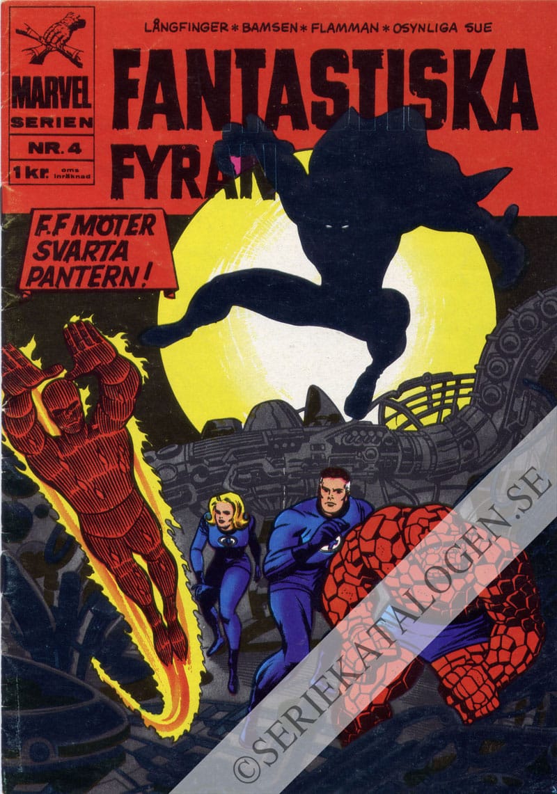 Framsida på Marvelserien Fantastiska Fyran möter Svarta Pantern! (1967)