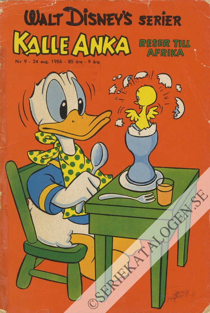 Framsida på Walt Disney's serier #9 - Kalle Anka reser till Afrika (1956)