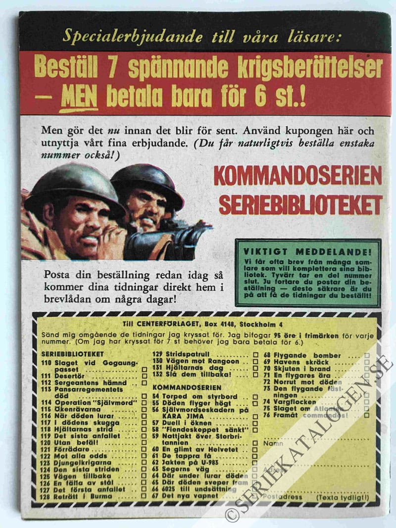 Baksida på Kampen om havet (1966)