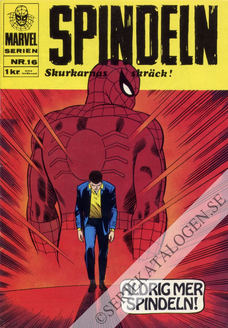 Framsida på Marvelserien Aldrig mer Spindeln! (1968)