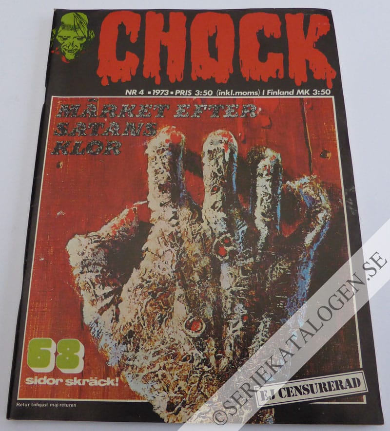 Framsida på Chock Märket efter satans klor (1973)