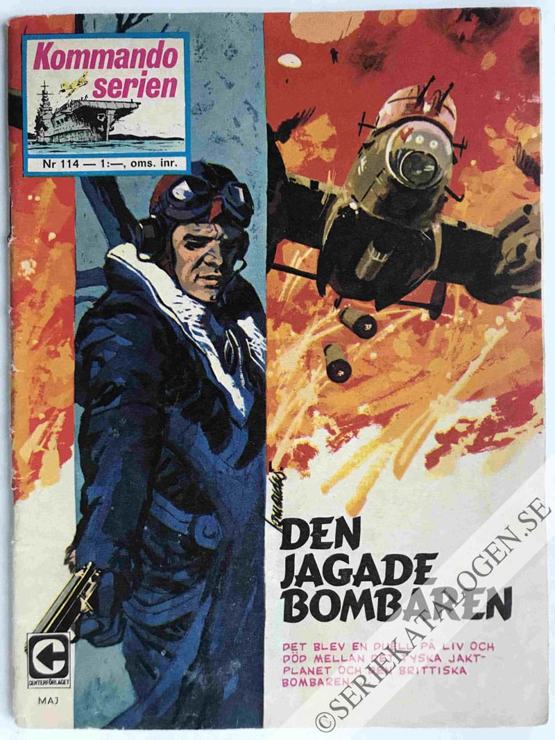 Framsida på Kommandoserien #114 - Den jagade bombaren (1967)