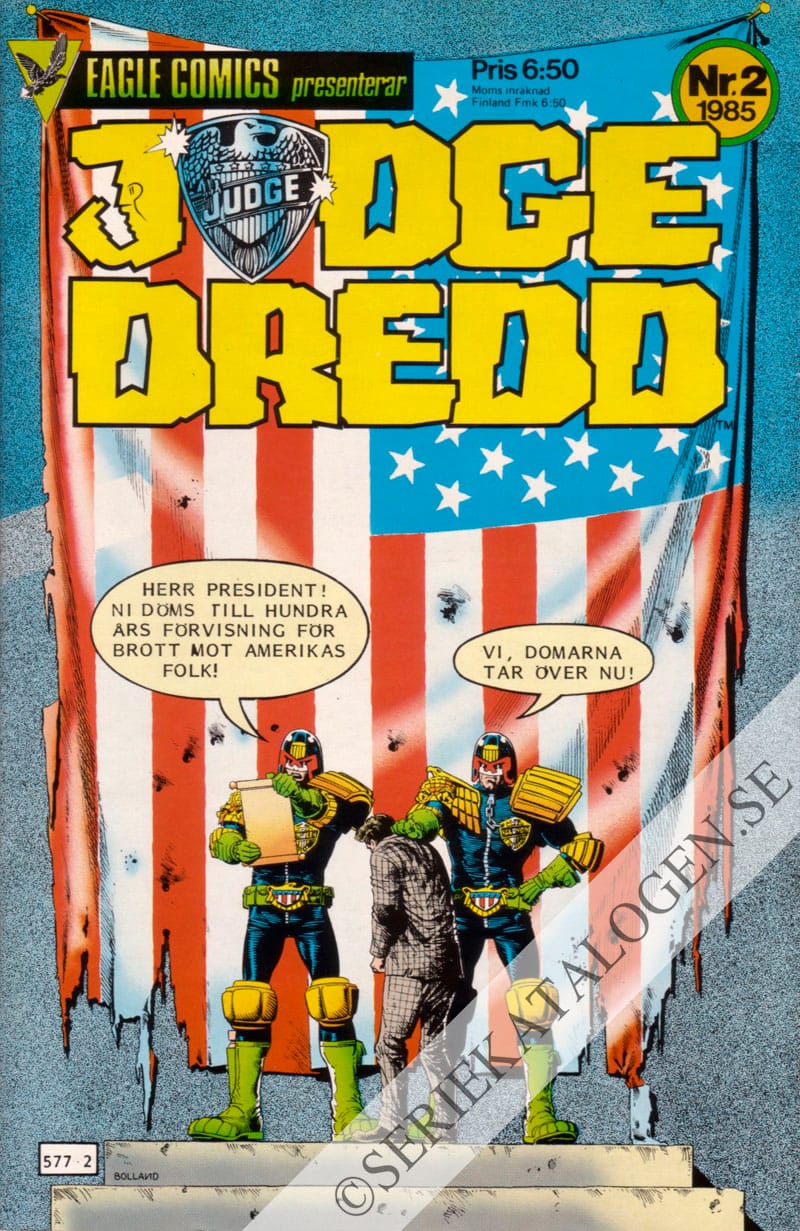 Framsida på Eagle Comics presenterar Judge Dredd #2 (1985)