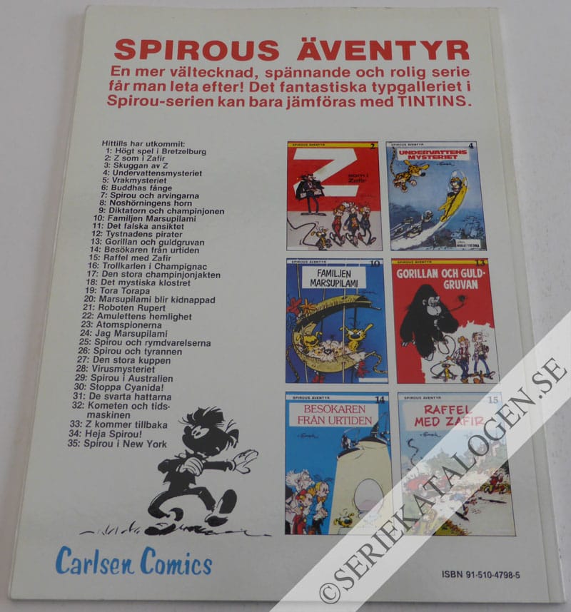 Baksida på Spirou i New York (1988)