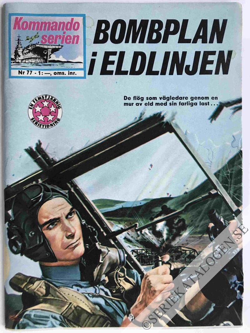 Framsida på Kommandoserien #77 - Bombplan i eldlinjen (1965)