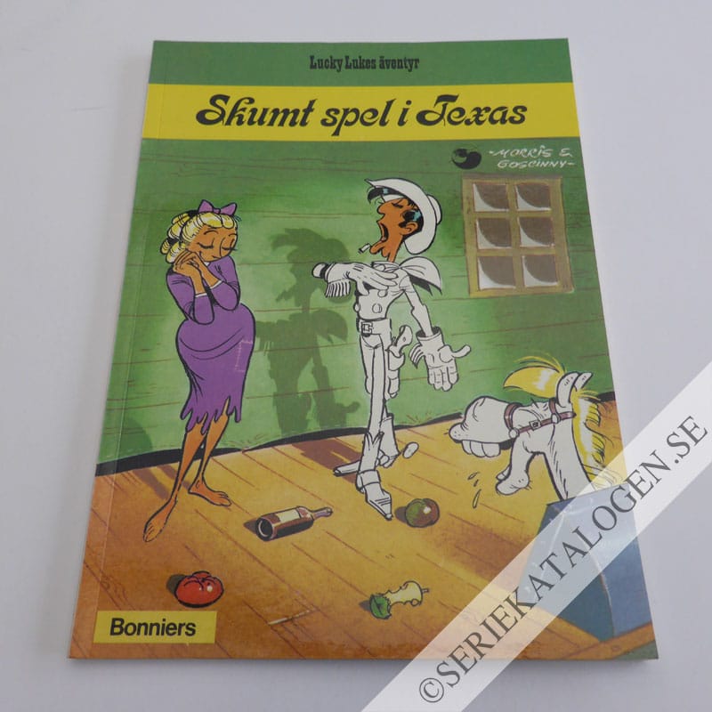 Framsida på Lucky Lukes äventyr Skumt spel i Texas (1976)