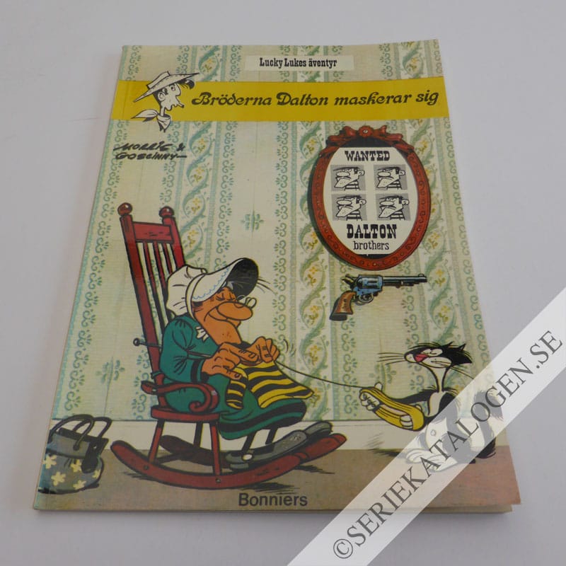 Framsida på Lucky Lukes äventyr Bröderna Dalton maskerar sig (1973)