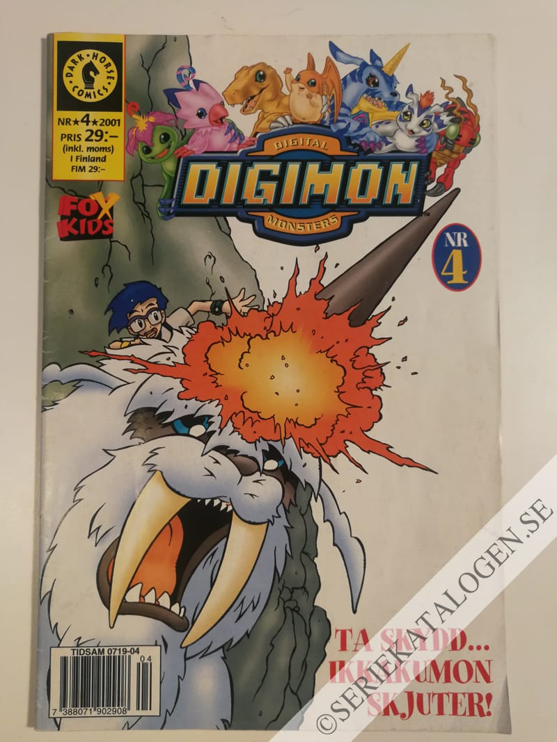 Framsida på Digimon - digital monsters Ta skydd ... Ikkakumon skjuter! (2001)