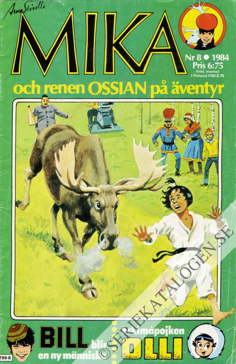 Framsida på Mika och renen Ossian på äventyr #8 (1984)